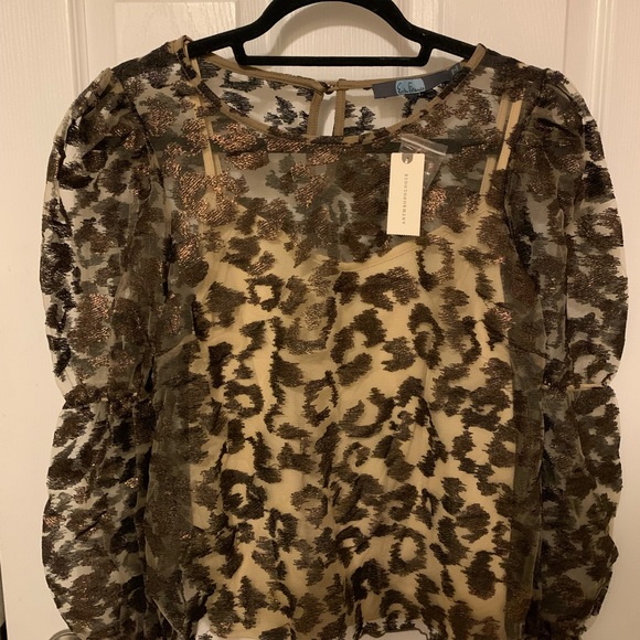New with tags! Eva Franco/Anthropologie Sheer Leopard Top (size small) - Picture 5 of 5